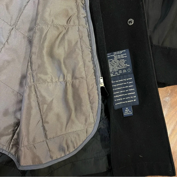 London Fog Long Rain Jacket with Removable Hood and Lining Black size medium - Picture 7 of 13